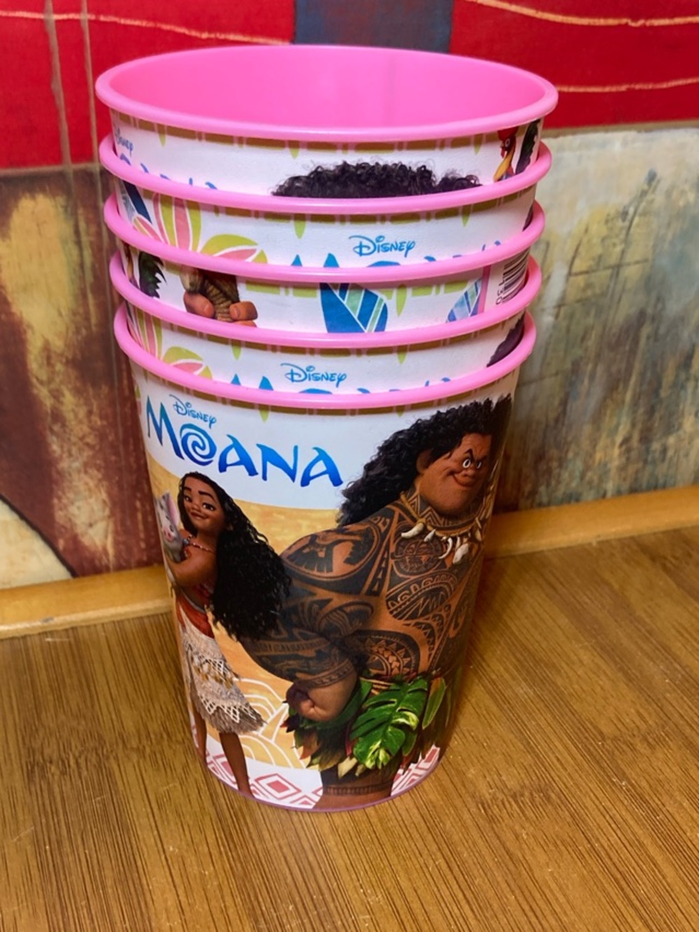 Disney Moana Pink Plastic Party Cups - Reusable Disney Cups (Stack of 5)